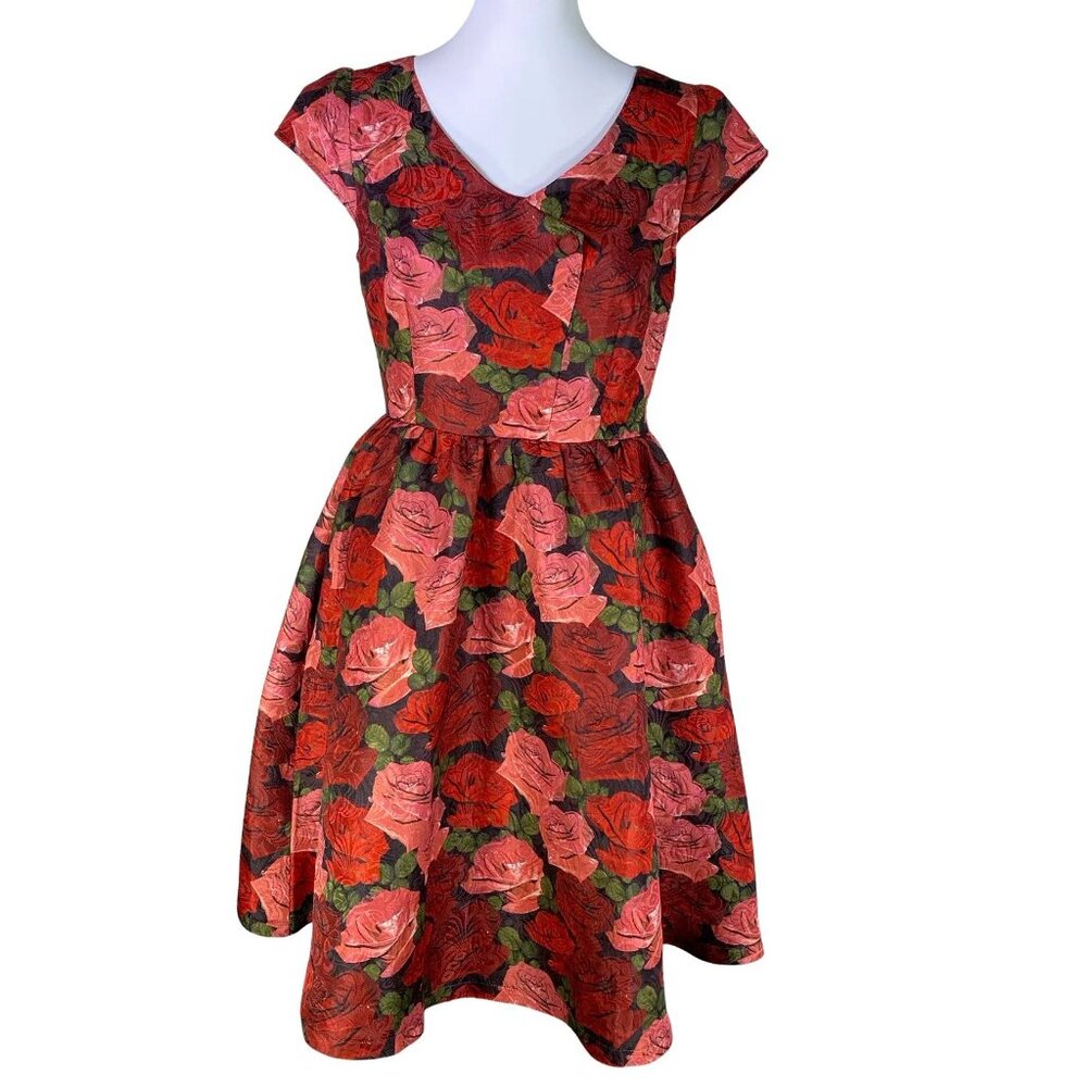 NWOT Lindy Bop UK vintage retro roses dress, US 8